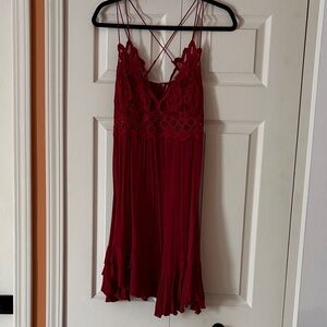 Free People Adelia Burgundy Lace Mini Dress New With Tag, never worn